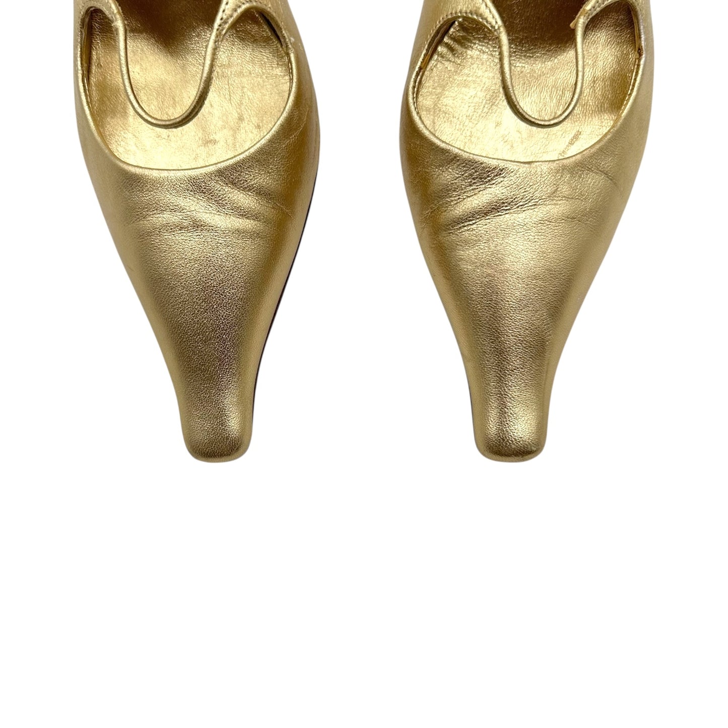 Prada Gold Leather Pointed Toe Heels