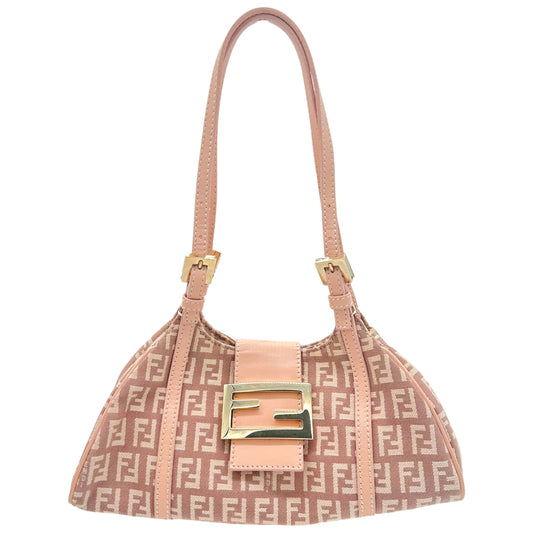 Fendi Pink Zucchino Monogram Mini Baguette Shoulder Bag - Outfit Repeater