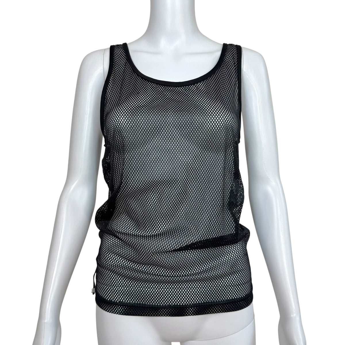 Chanel Black Mesh Logo Back Tank Top