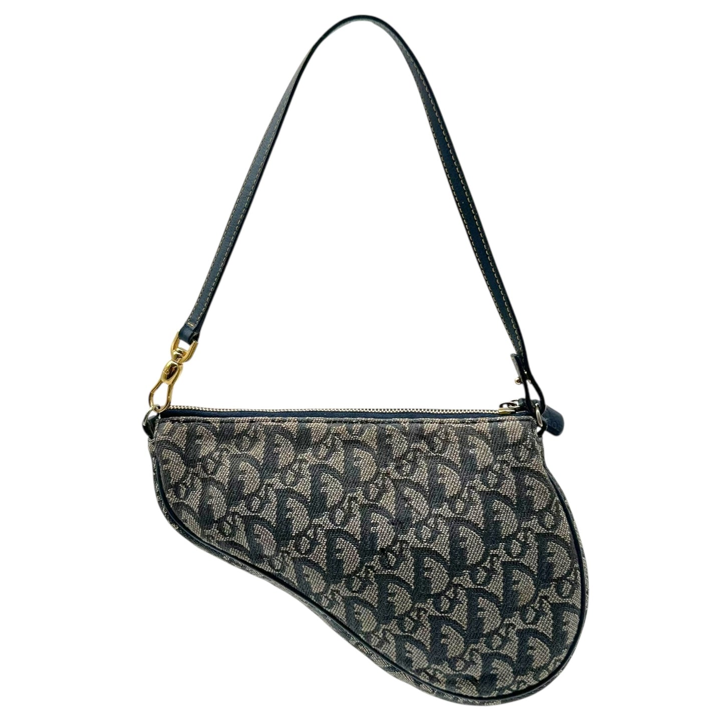 Christian Dior Navy Blue Trotter Monogram Mini Saddle Bag - Outfit Repeater