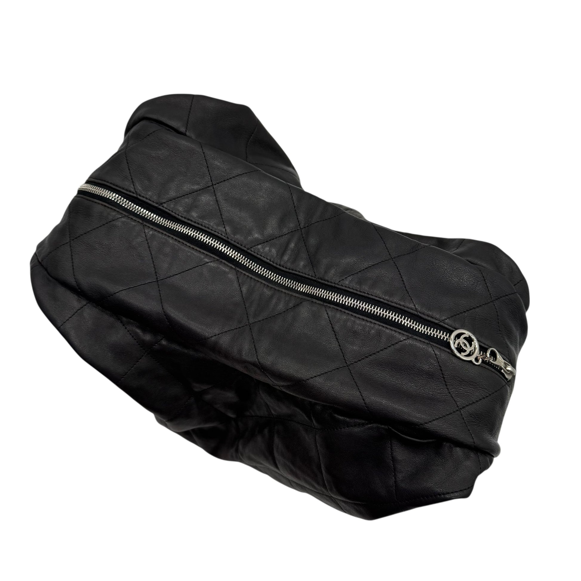 Chanel Black Matelasse Quilted Lambskin Oversized Ring Handle Hobo 1994-96] - Outfit Repeater