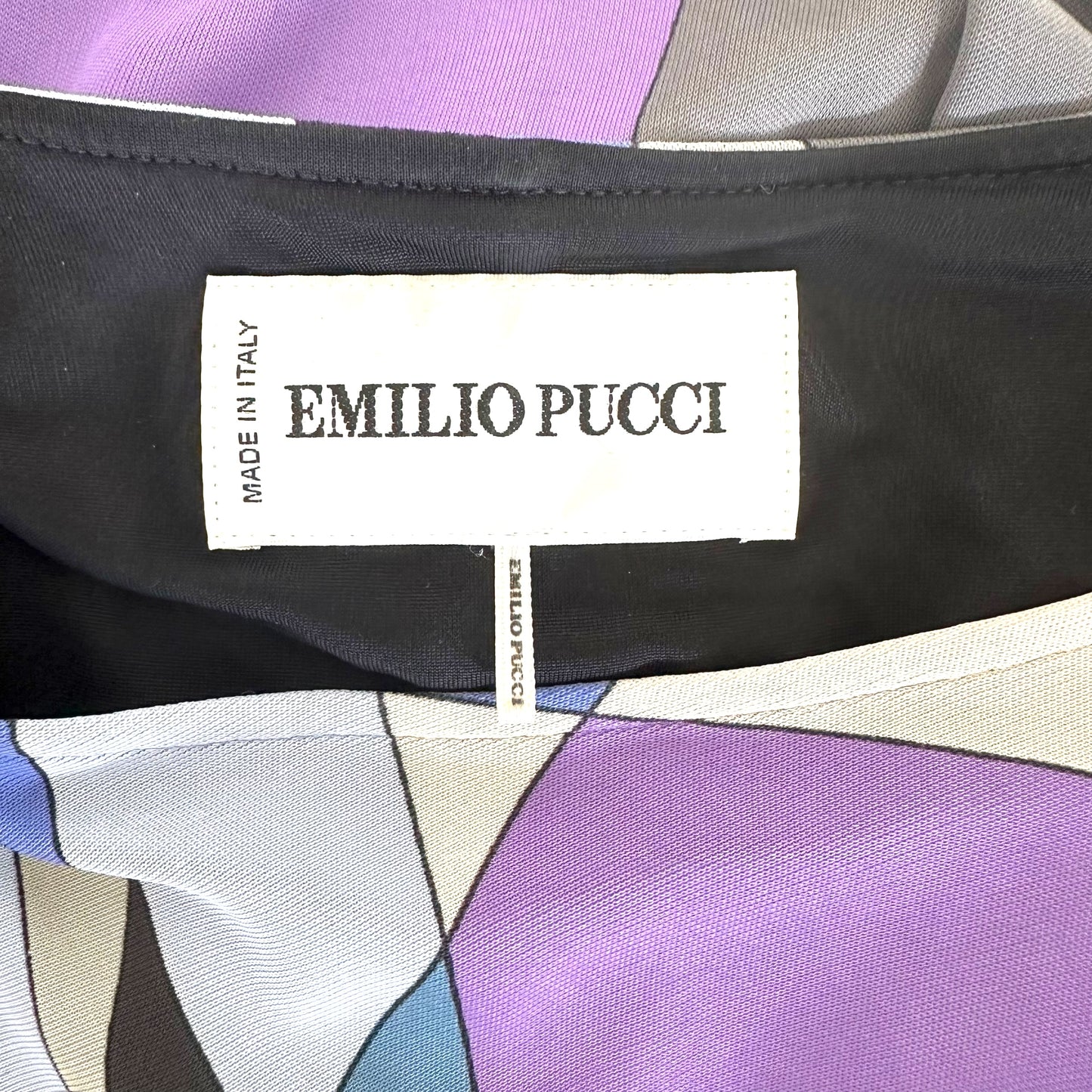 Emilio Pucci Blue & Purple Printed Longsleeve Midi Dress