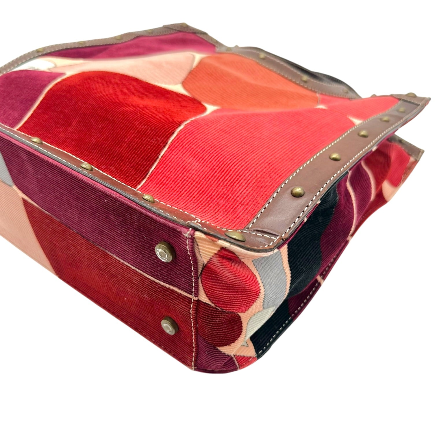 Emilio Pucci Printed Corduroy Leather Tote Bag