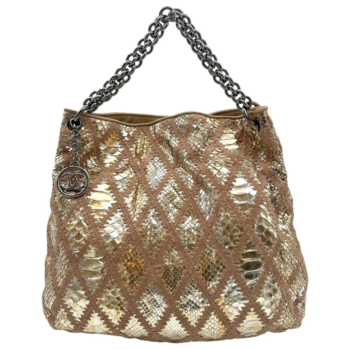 Chanel Gold & Pink Python Soft & Chain Hobo Bag