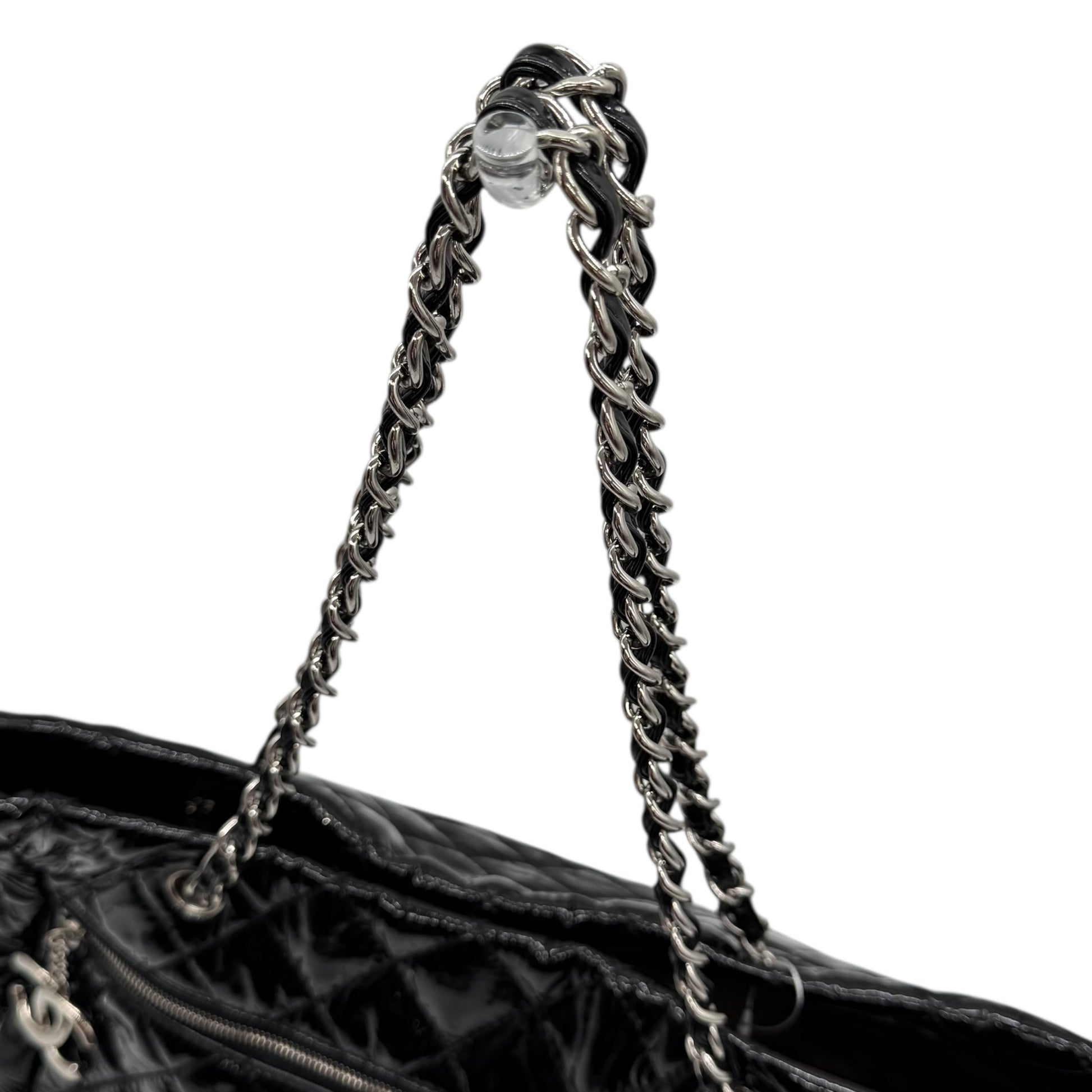 Chanel Black Patent Matelasse Quilted Leather Chain Strap Tote Bag 2009-10 - Outfit Repeater