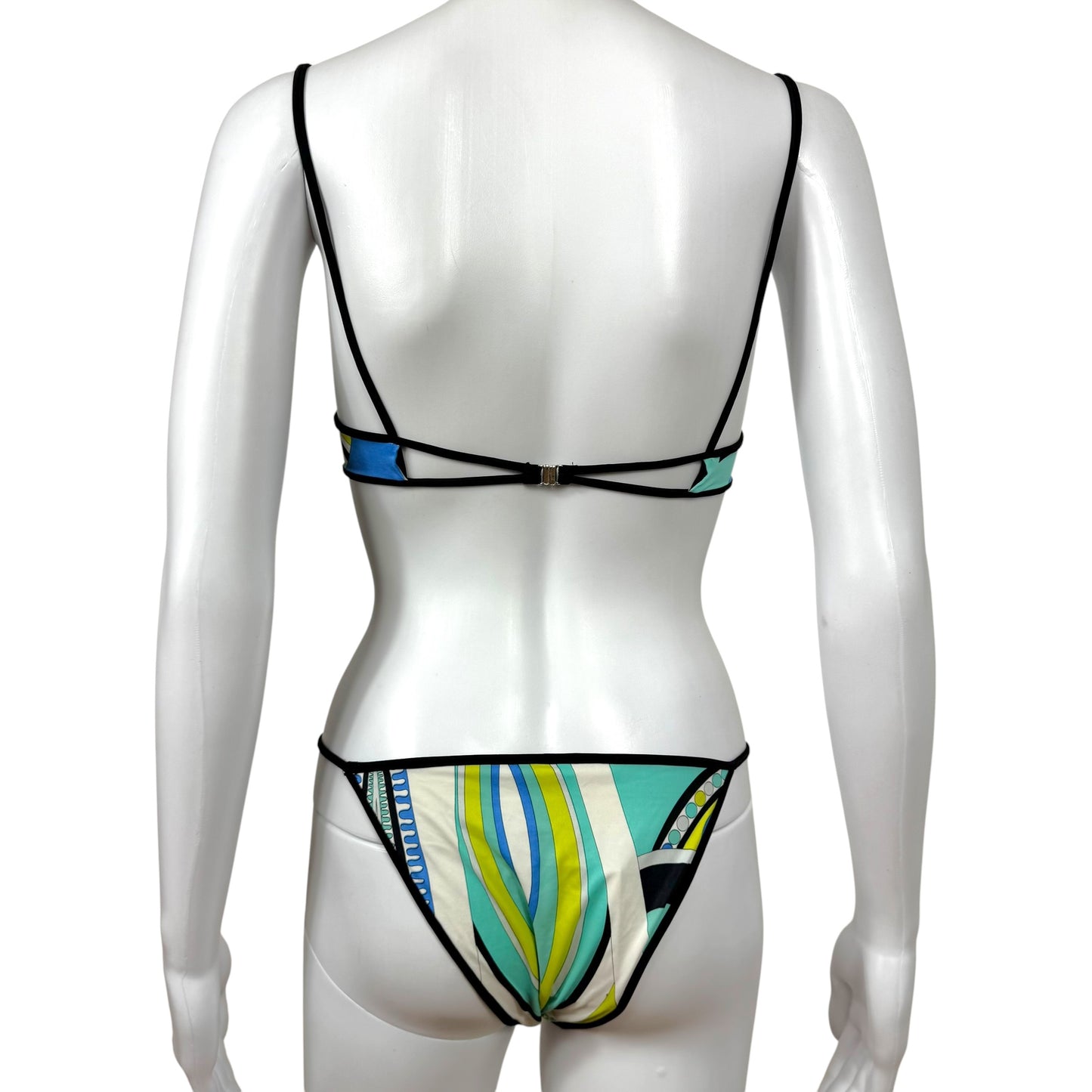 Emilio Pucci Blue & Green Printed Bikini & Micro Short Set