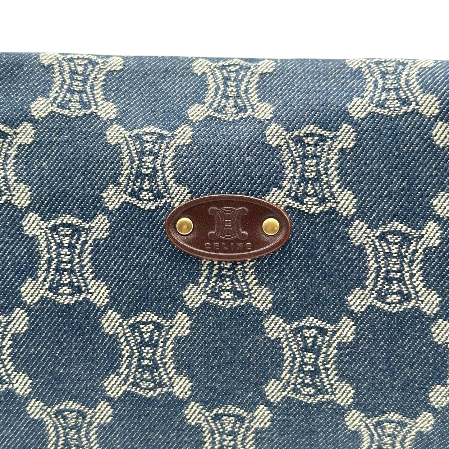 Celine Denim Triomphe Moogram Poulbot Shoulder Bag