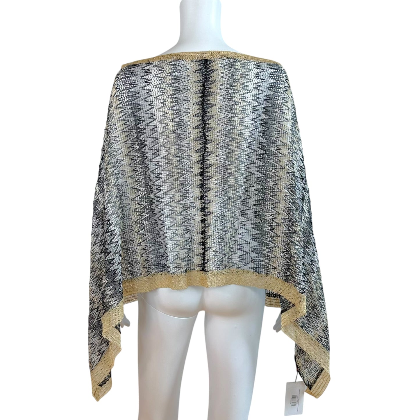 Missoni Sheer Poncho Top Navy Ivory Chevron Knit