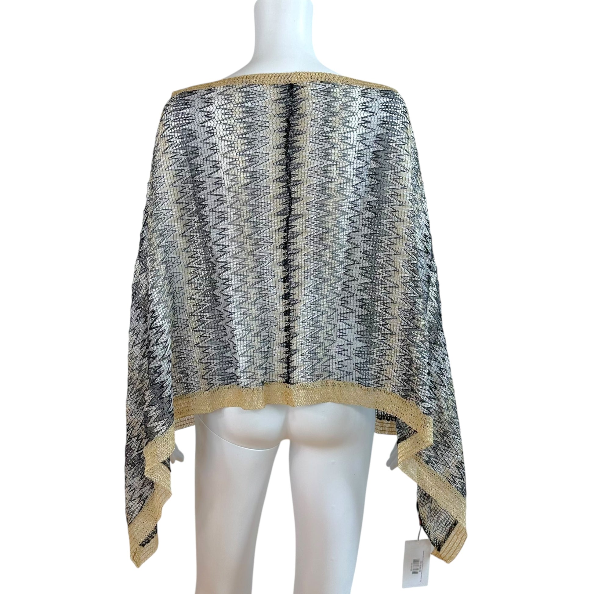 Missoni Sheer Poncho Top Navy Ivory Chevron Knit
