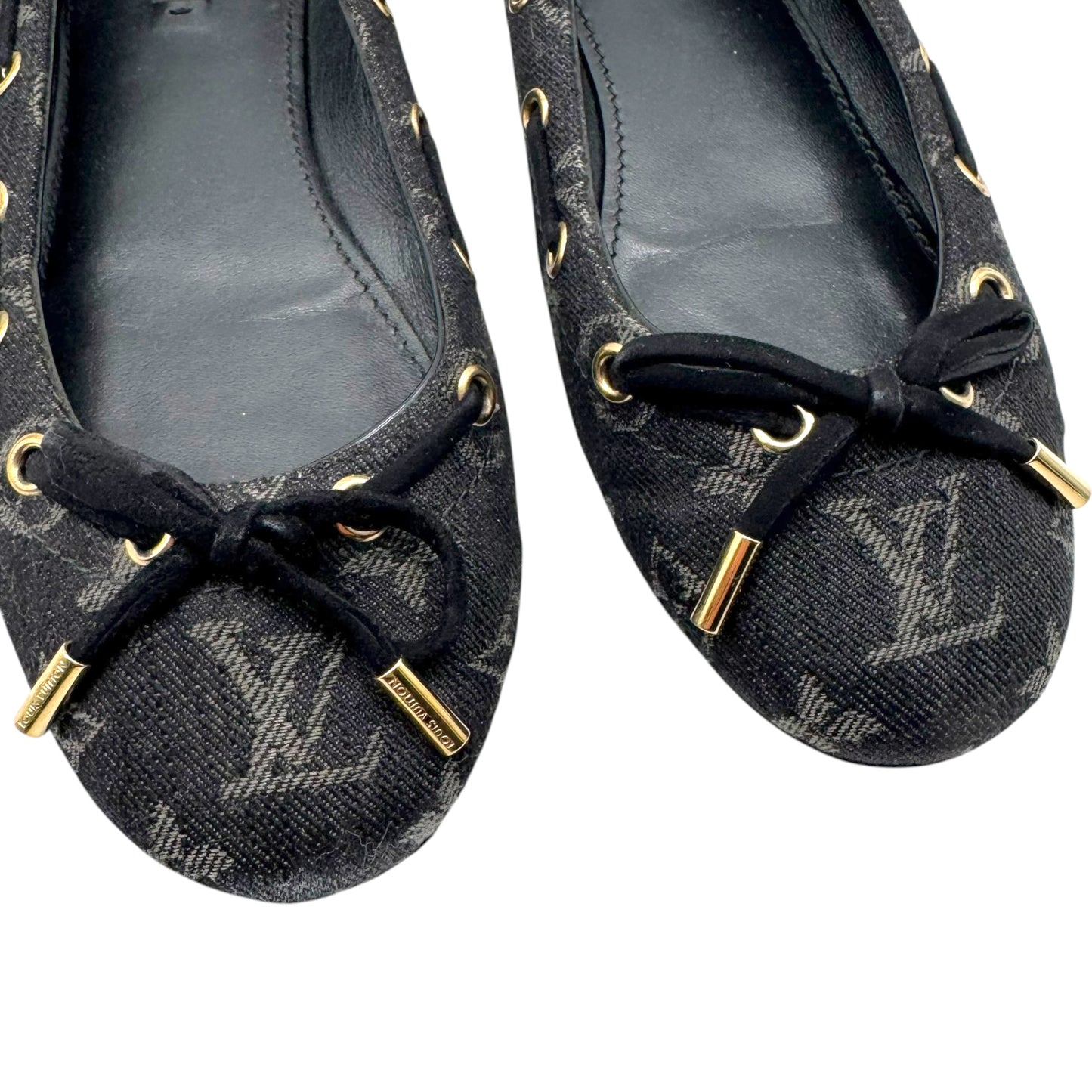Louis Vuitton Black Denim Monogram Ballet Flats