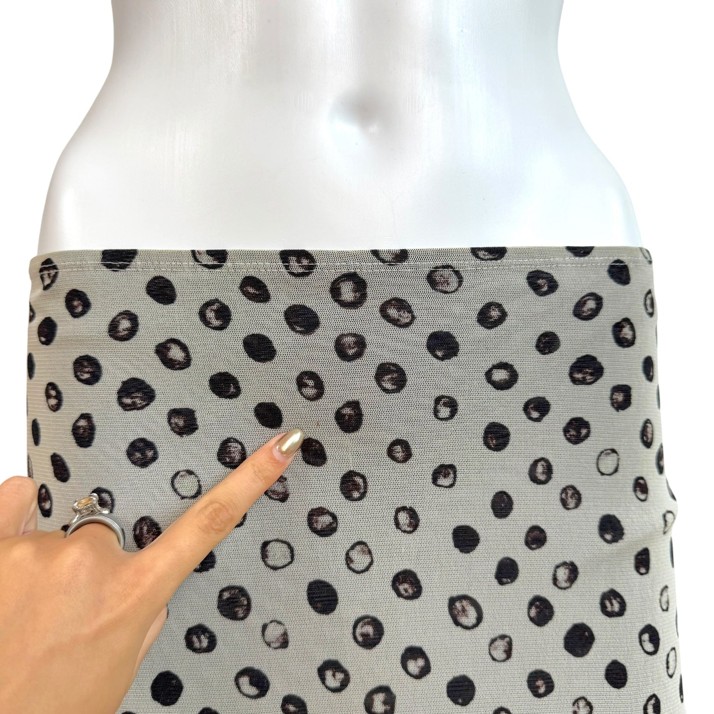 Jean Paul Gaultier White & Orange Ombre Polka Dot Print Mesh Maxi Skirt