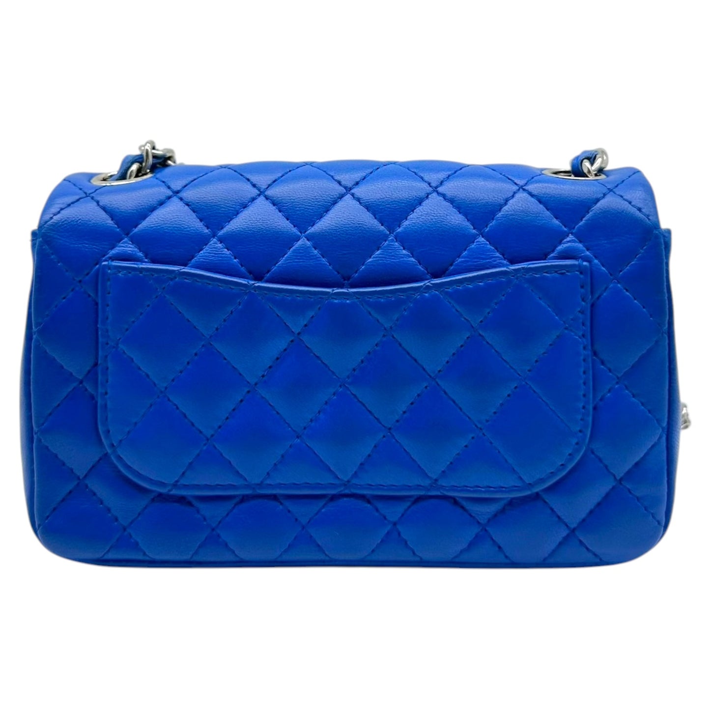 Chanel Cobalt Blue & Silver Matelasse Ladybug Charm Extra Mini Flap 2003-04