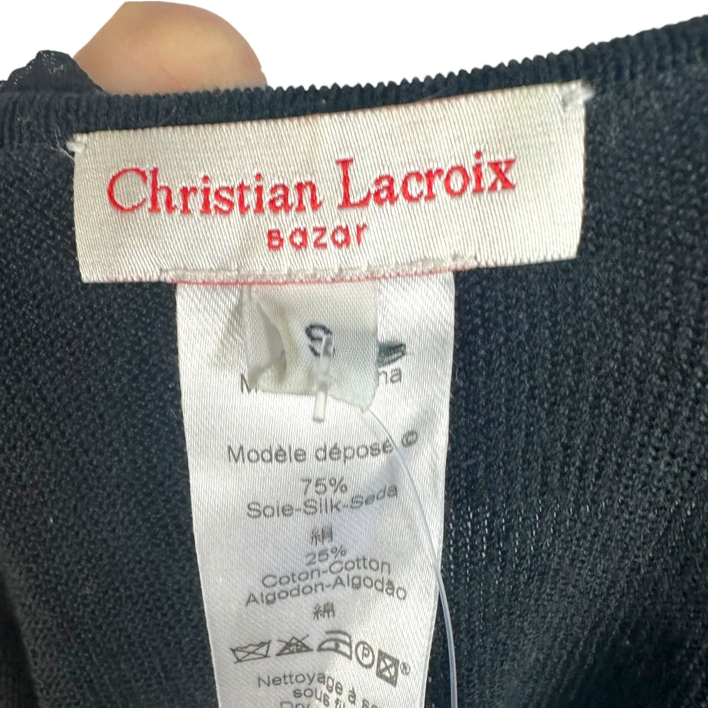 Christian Lacroix Bazar Black Silk & Knit Beaded Cardigan