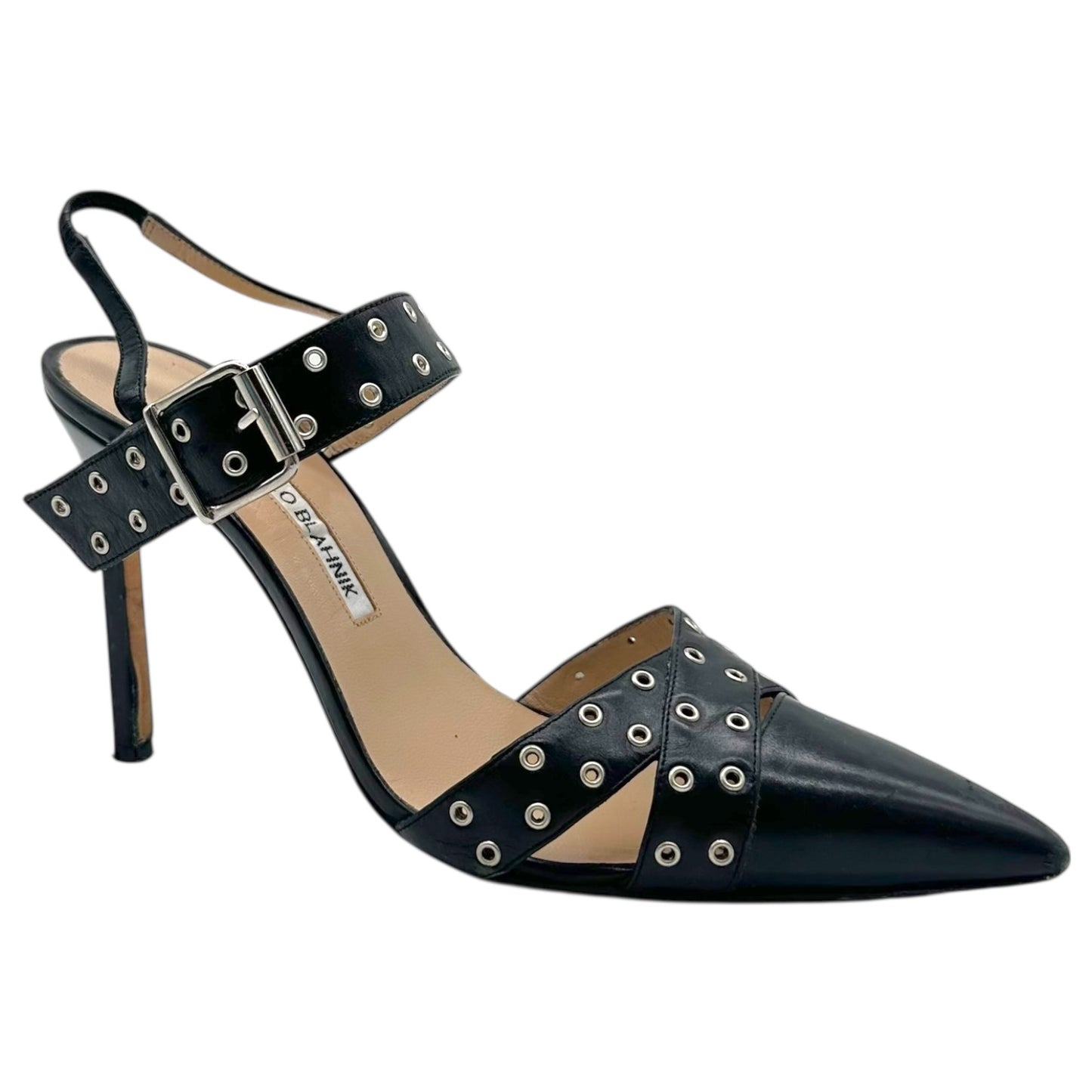 Manolo Blahnik Black Studded Rivet Heels - Outfit Repeater