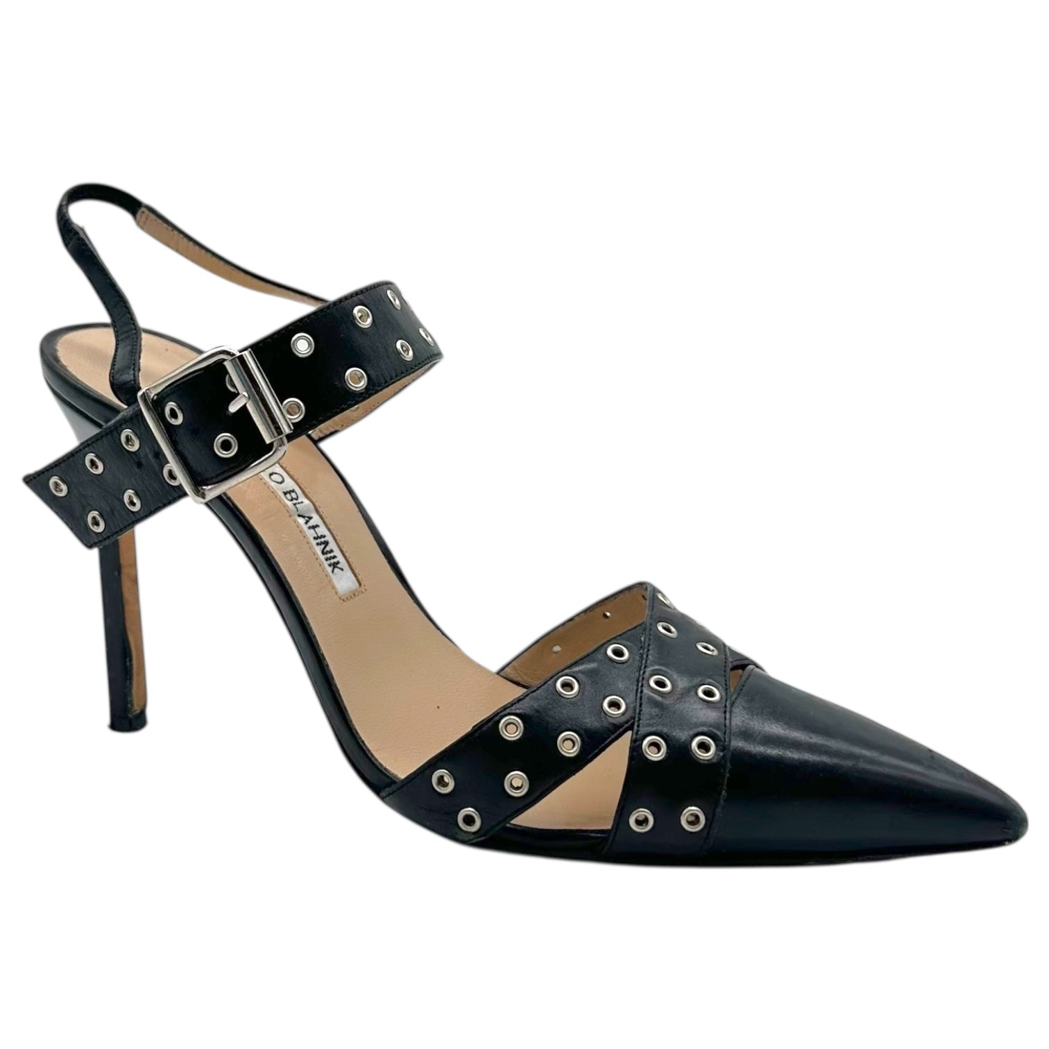 Manolo Blahnik Black Studded Rivet Heels - Outfit Repeater