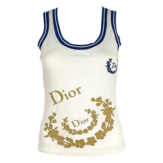 Christian Dior F/W 2004 Blue & White Logo Polo Tank