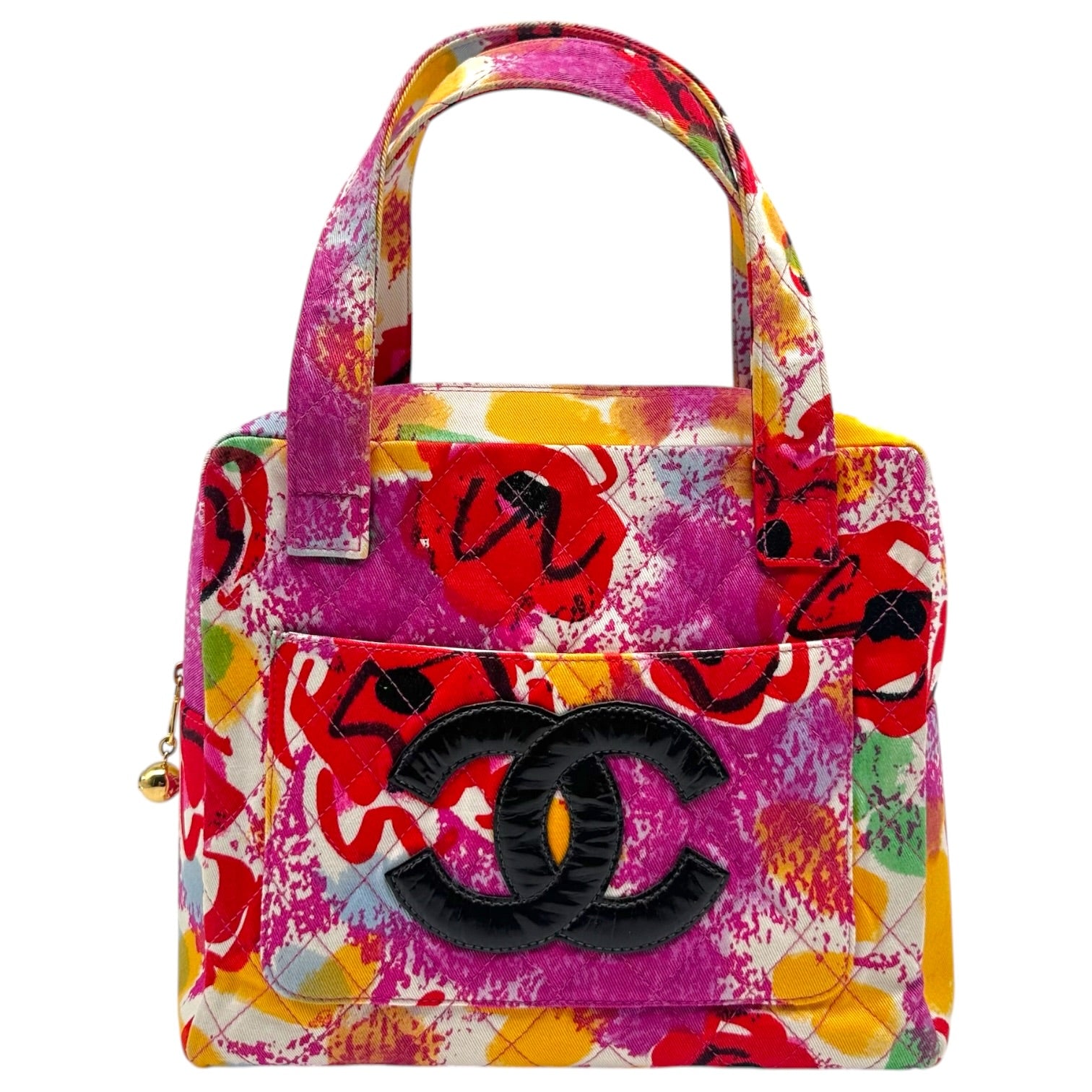 Chanel Top Handle Handbag Multicolor Camellia Floral