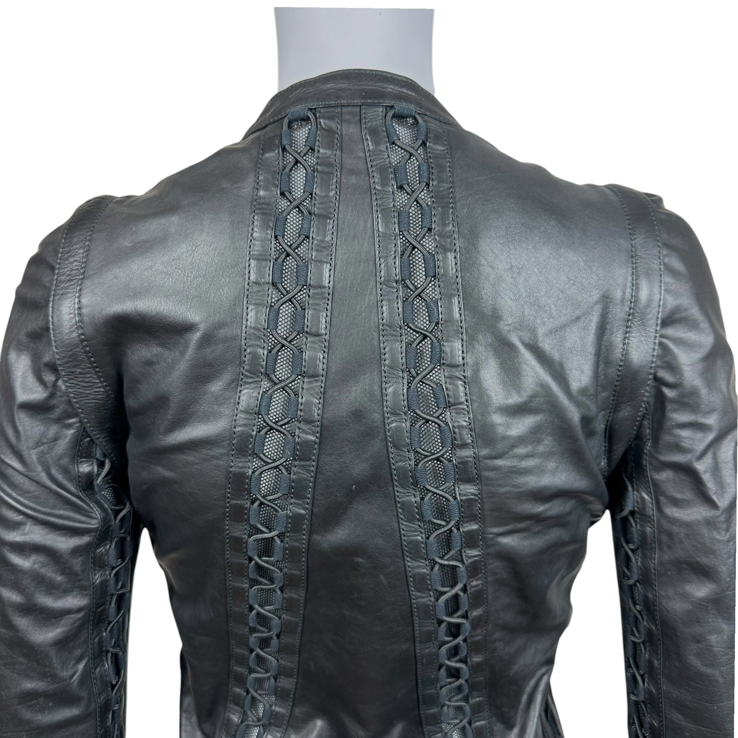 Gucci S/S 2010 Lace Up Black Leather Jacket