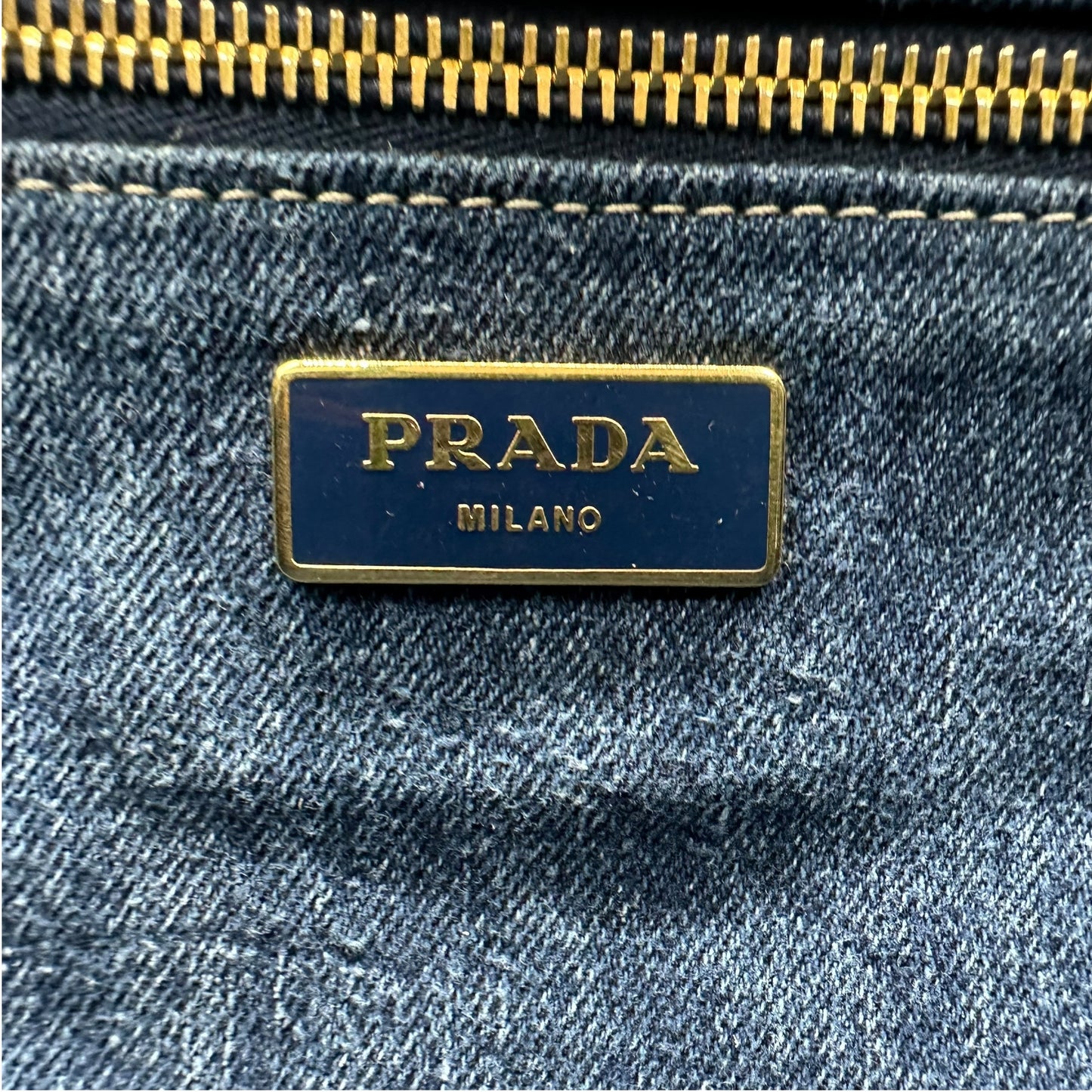 Prada Canapa Blue Denim Tote Bag - Outfit Repeater