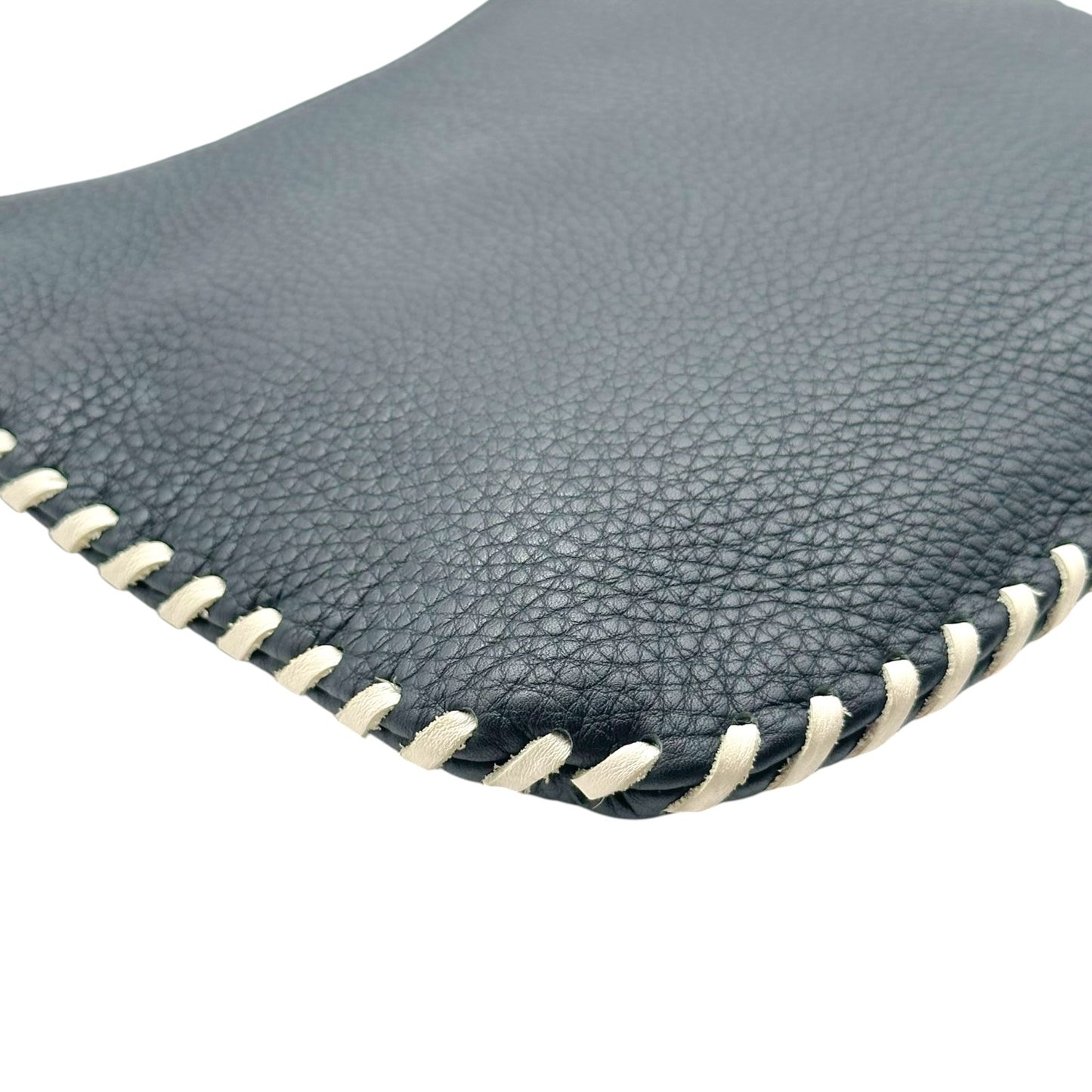 Fendi Small Oyster Bag Black White Whipstitch Leather