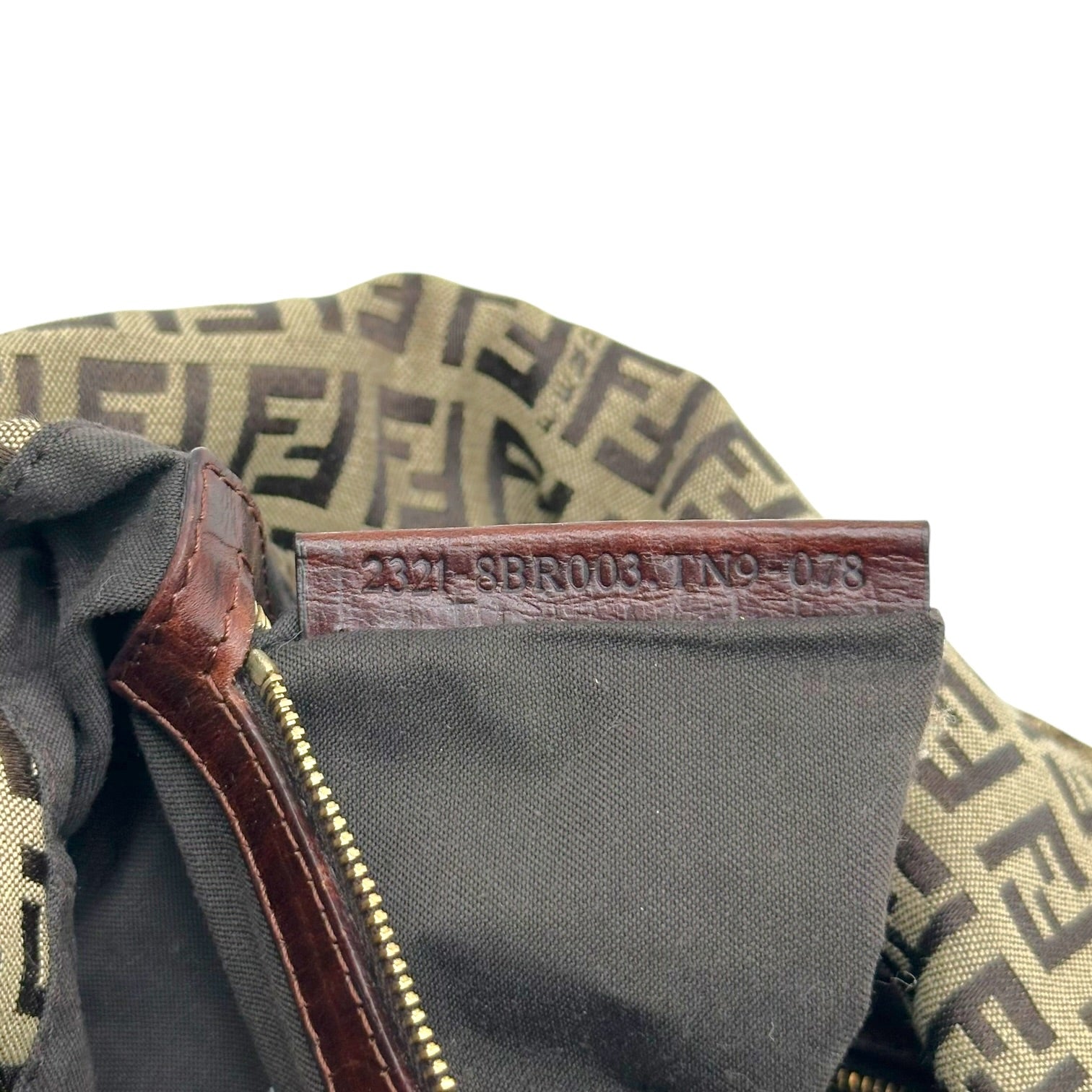 Fendi Fold-Over Baguette Bag Brown Beige Zucchino Monogram