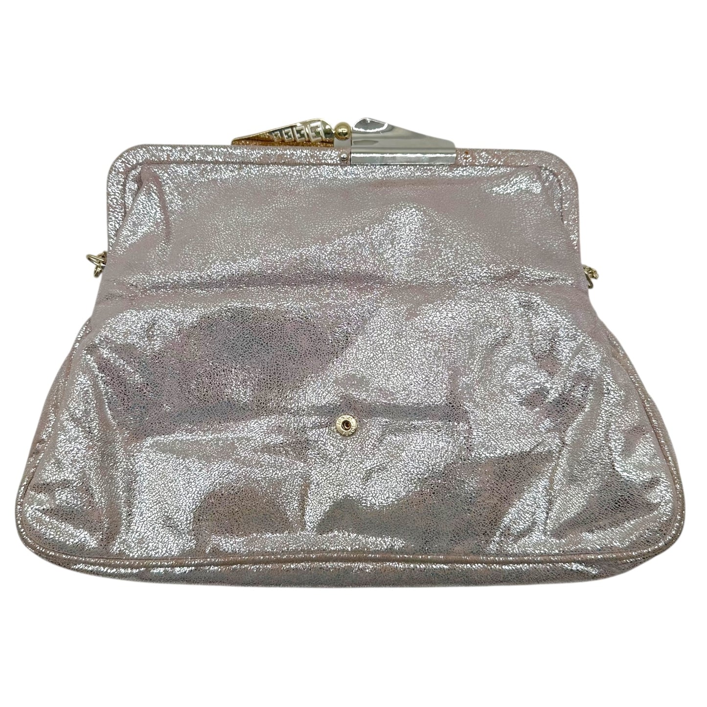 Fendi Metallic Pink & Silver Suede 2-Way Clutch Bag