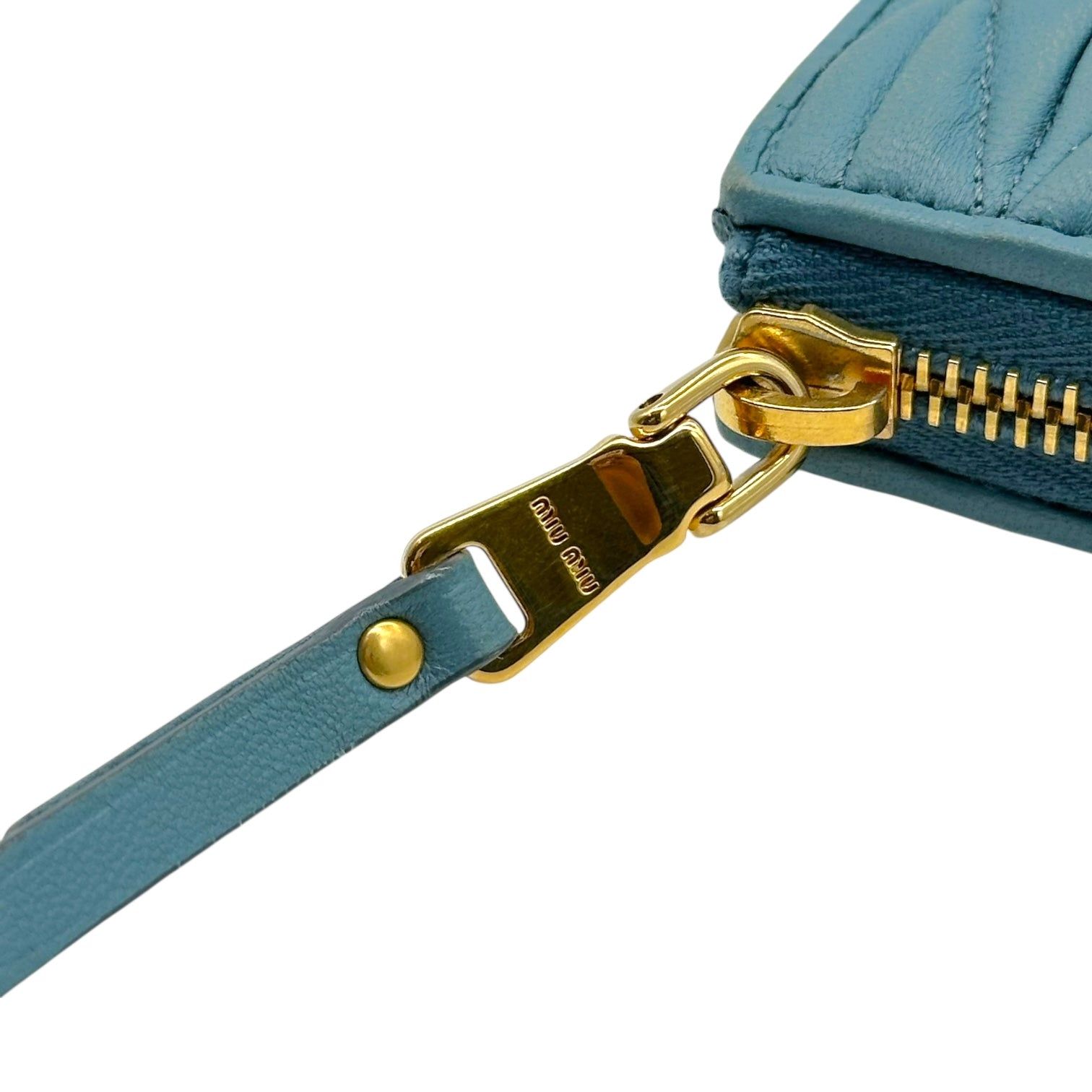 Miu Miu Blue Quilted Matelasse Leather Long Wallet - Outfit Repeater