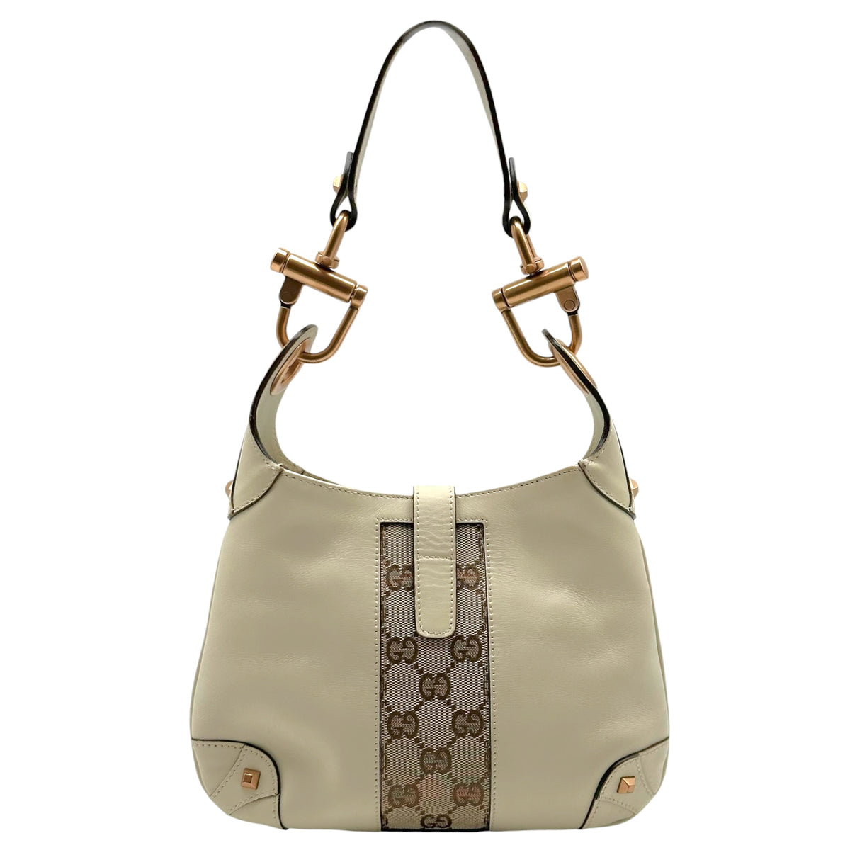 Gucci Mini Piston Lock Jackie Bag Ivory Leather Monogram