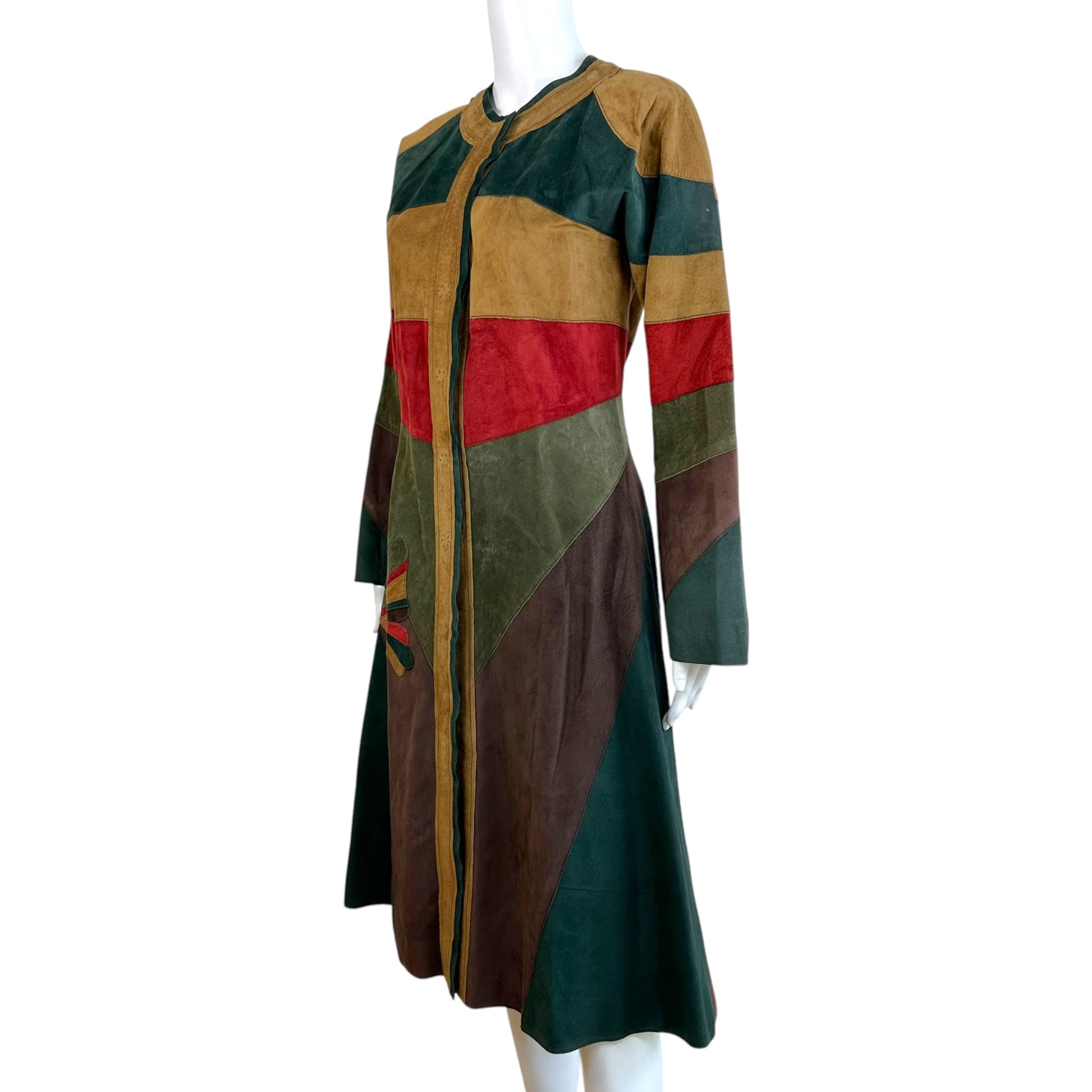 Dolce & Gabbana Multicolor Suede Patchwork Coat