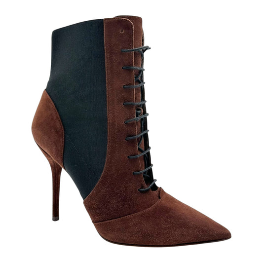 Dolce & Gabbana Brown Suede Lace Up Heeled Ankle Boots