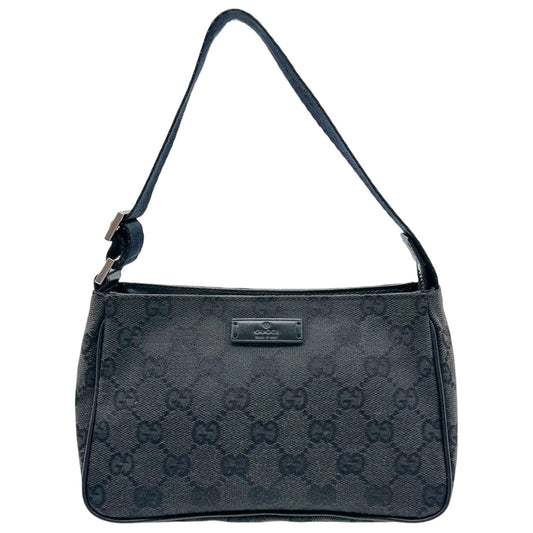 Gucci Black Canvas Monogram Pochette Bag