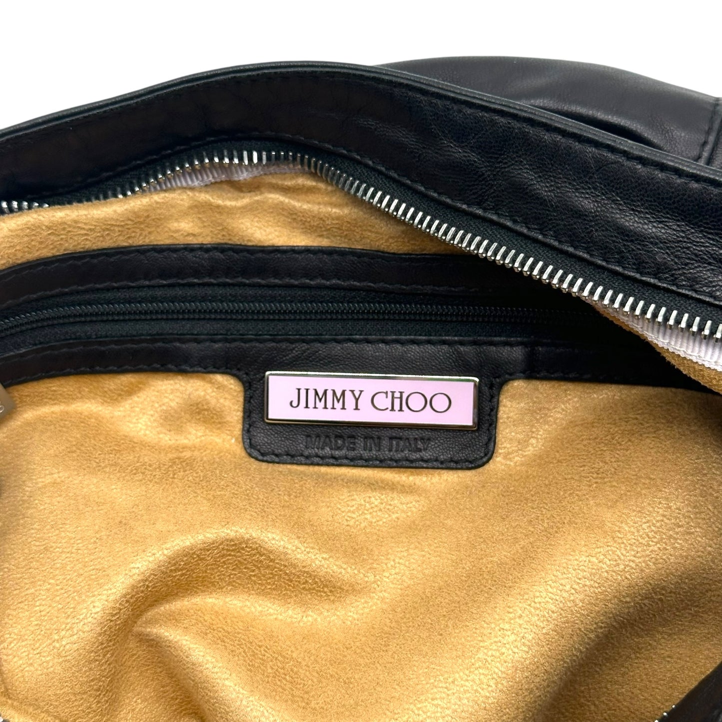 Jimmy Choo Black & Silver Studded Fringe Hobo Bag