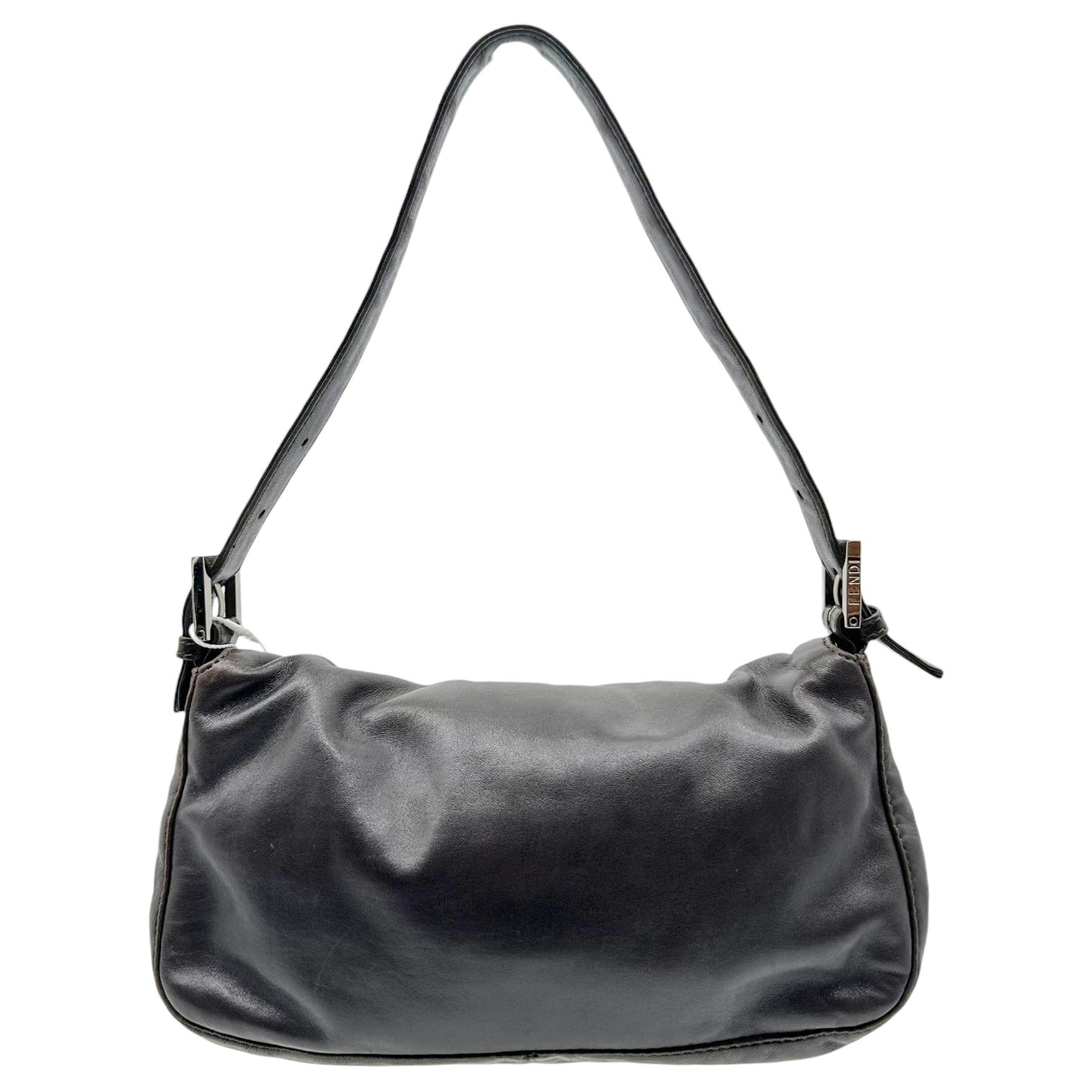 Fendi Black Lambskin Baguette Bag With Purple Stone