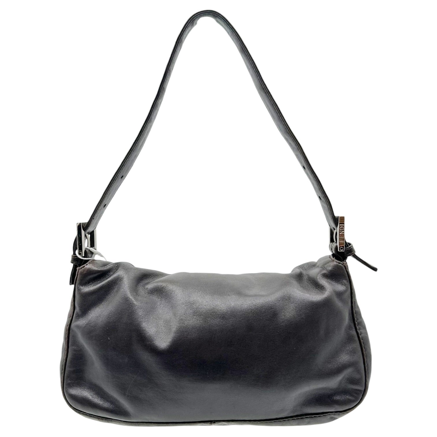 Fendi Black Lambskin Baguette Bag With Purple Stone