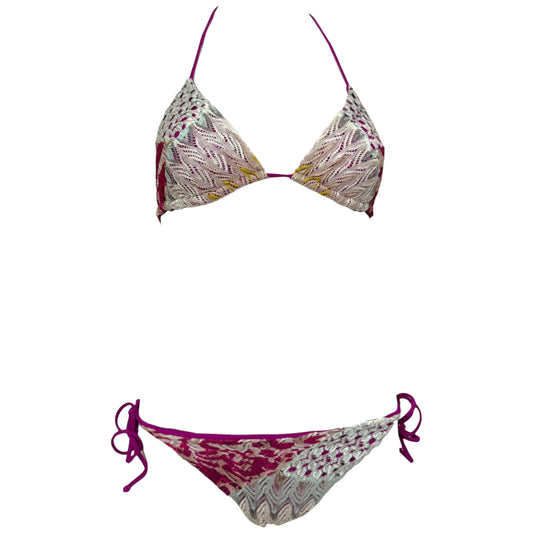 Missoni Mare Multicolor Knit Bikini Set Purple Size M