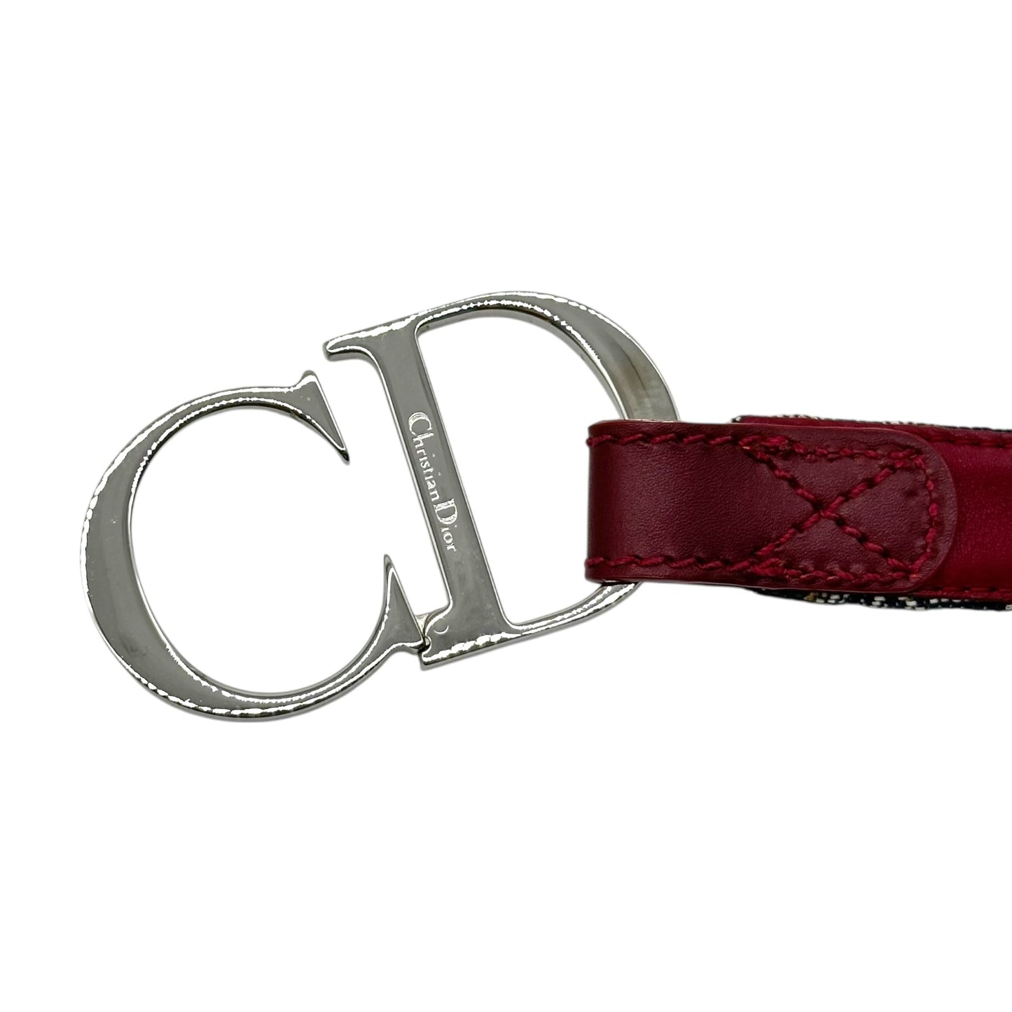 Christian Dior Burgundy & Navy Trotter Monogram Logo Belt