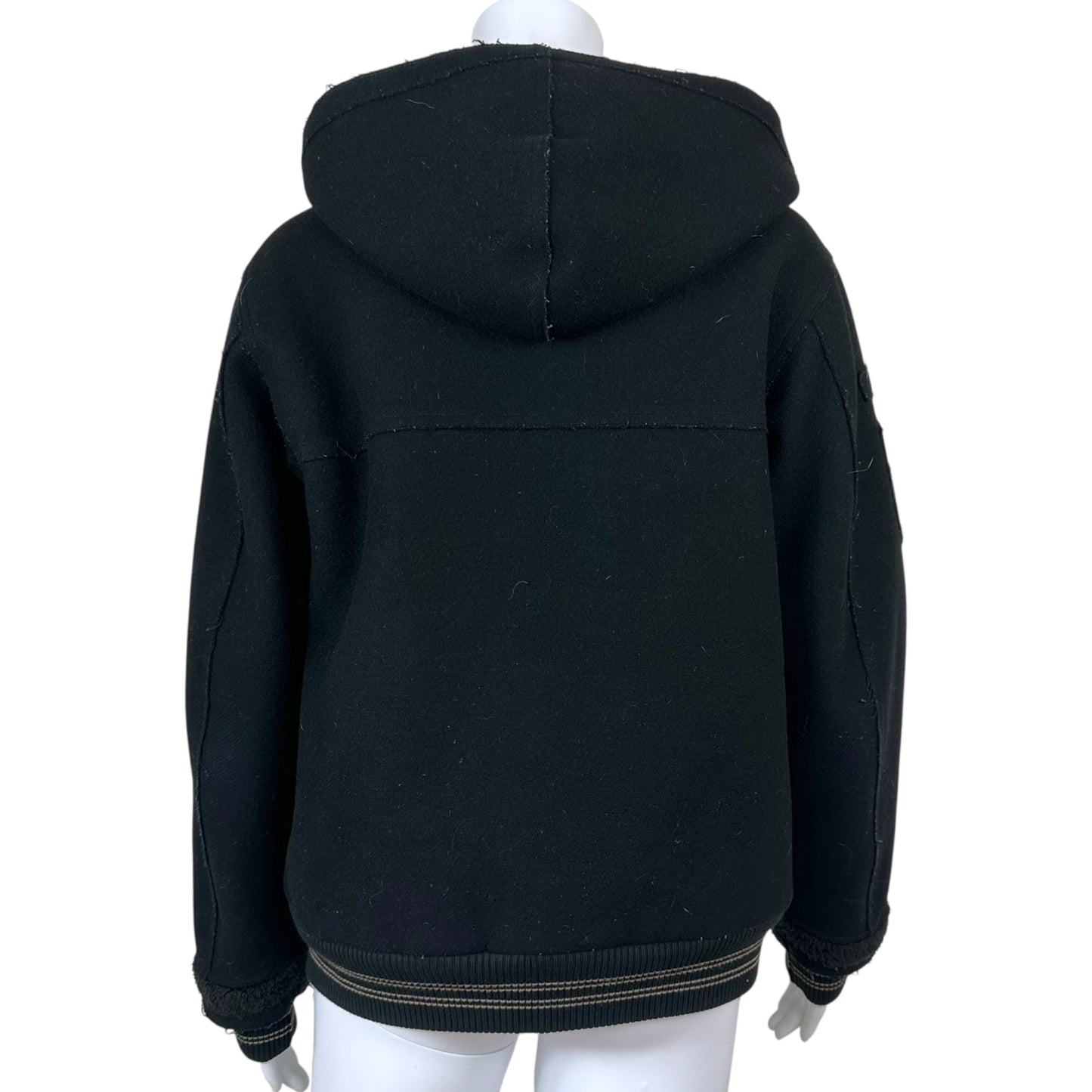 Chanel Sport Autumn 2005 Black Sherpa & Wool Hooded Bomber Jacket - Outfit Repeater