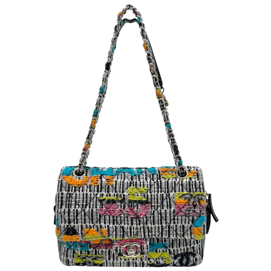 Chanel Multicolor Tweed Logo Medium Flap Bag 2015-16
