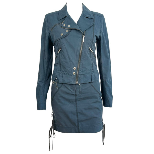 Christian Dior Black Lace Up Jacket Midi Skirt Set