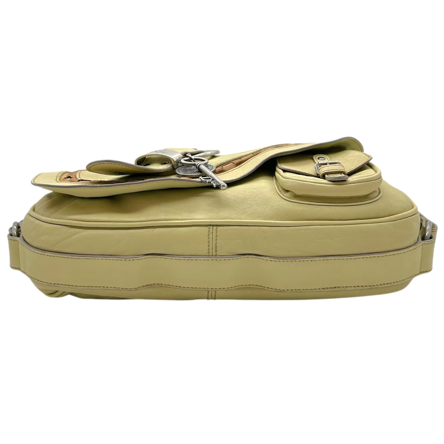 Christian Dior Ivory Leather Gaucho Shoulder Bag