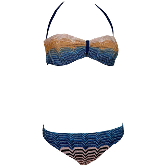 Missoni Mare Multicolor Metallic Chevron Strapless Bikini Set