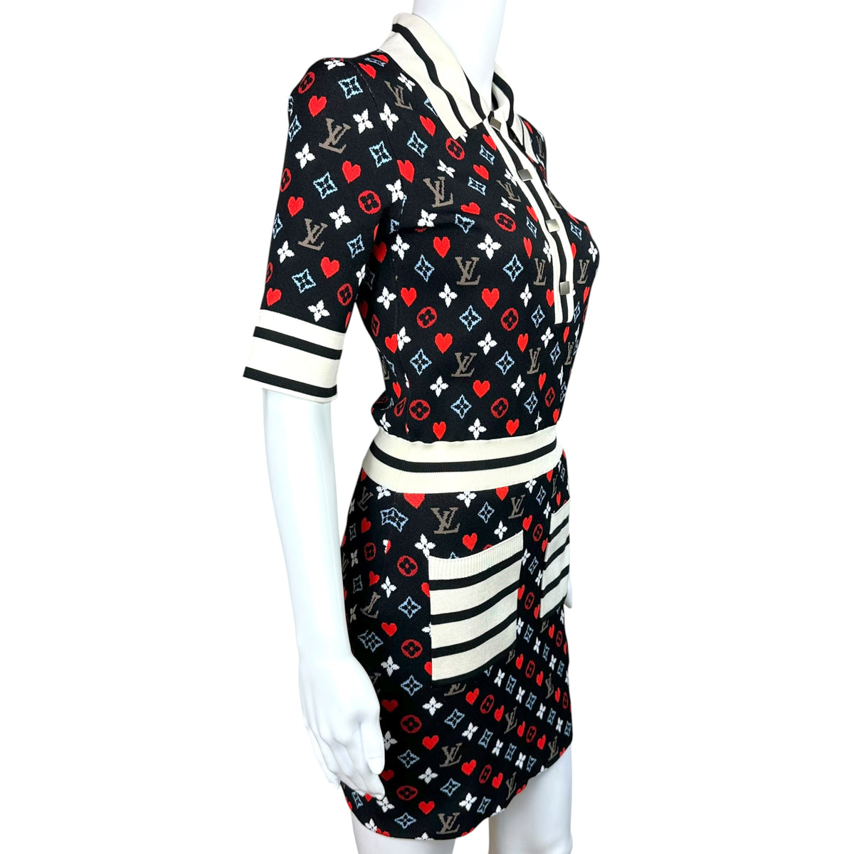 Louis Vuitton Mini Dress Navy Heart Knit Monogram