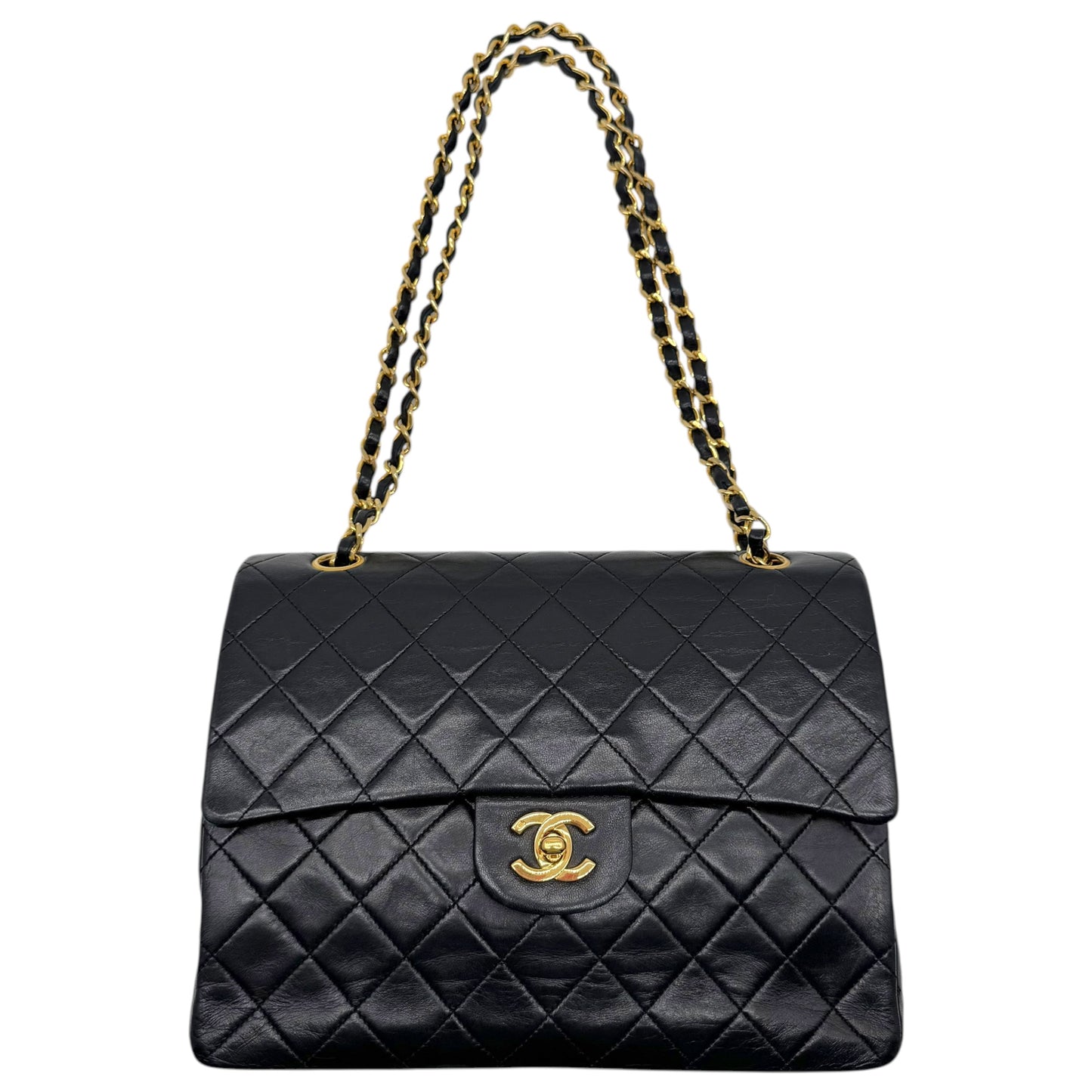 Chanel Black Lambskin Medium Square Double Flap Bag