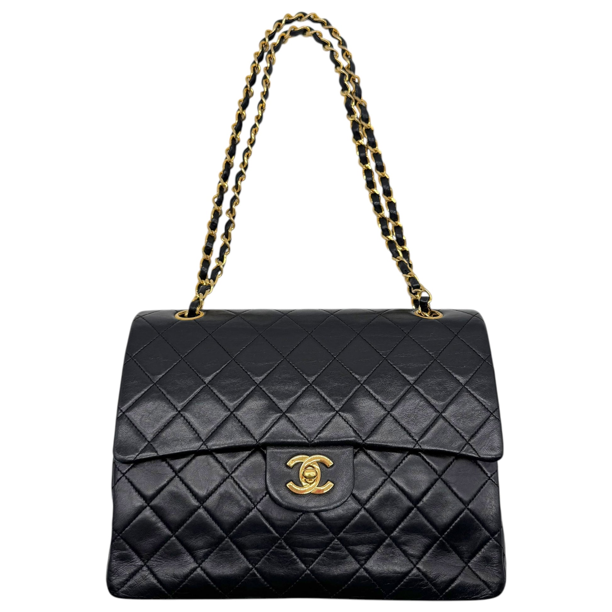 Chanel Black Lambskin Medium Square Double Flap Bag