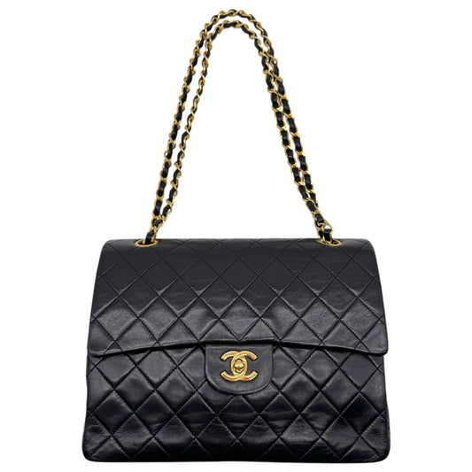 Chanel Black Lambskin Matelasse Medium Square Classic Double Flap Bag 1989-92
