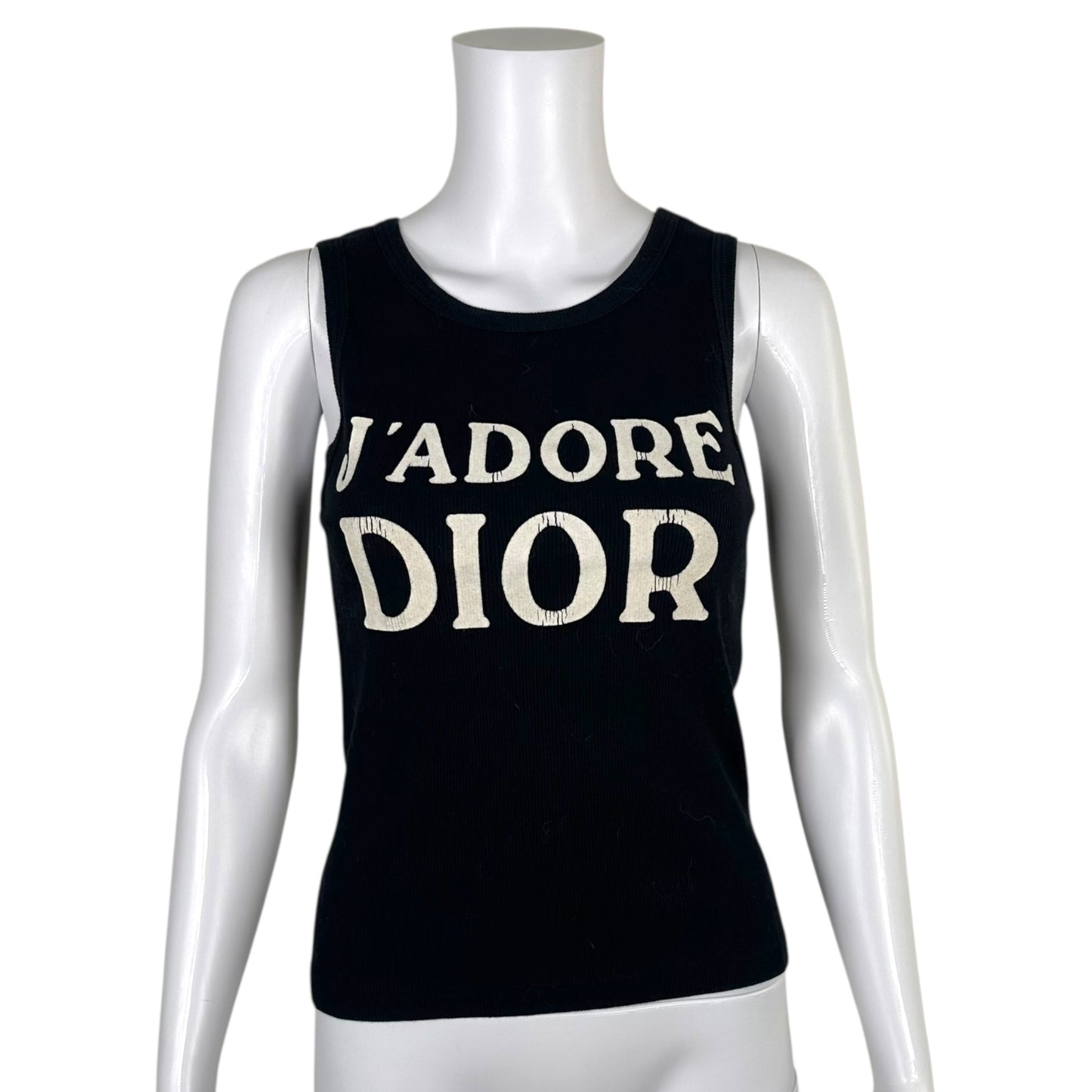 Christian Dior S/S 2003 Black & White J'Adore Dior Logo Tank