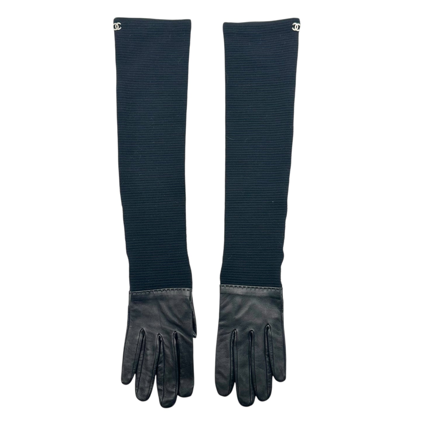 Chanel Lambskin & Wool Elbow Length Gloves