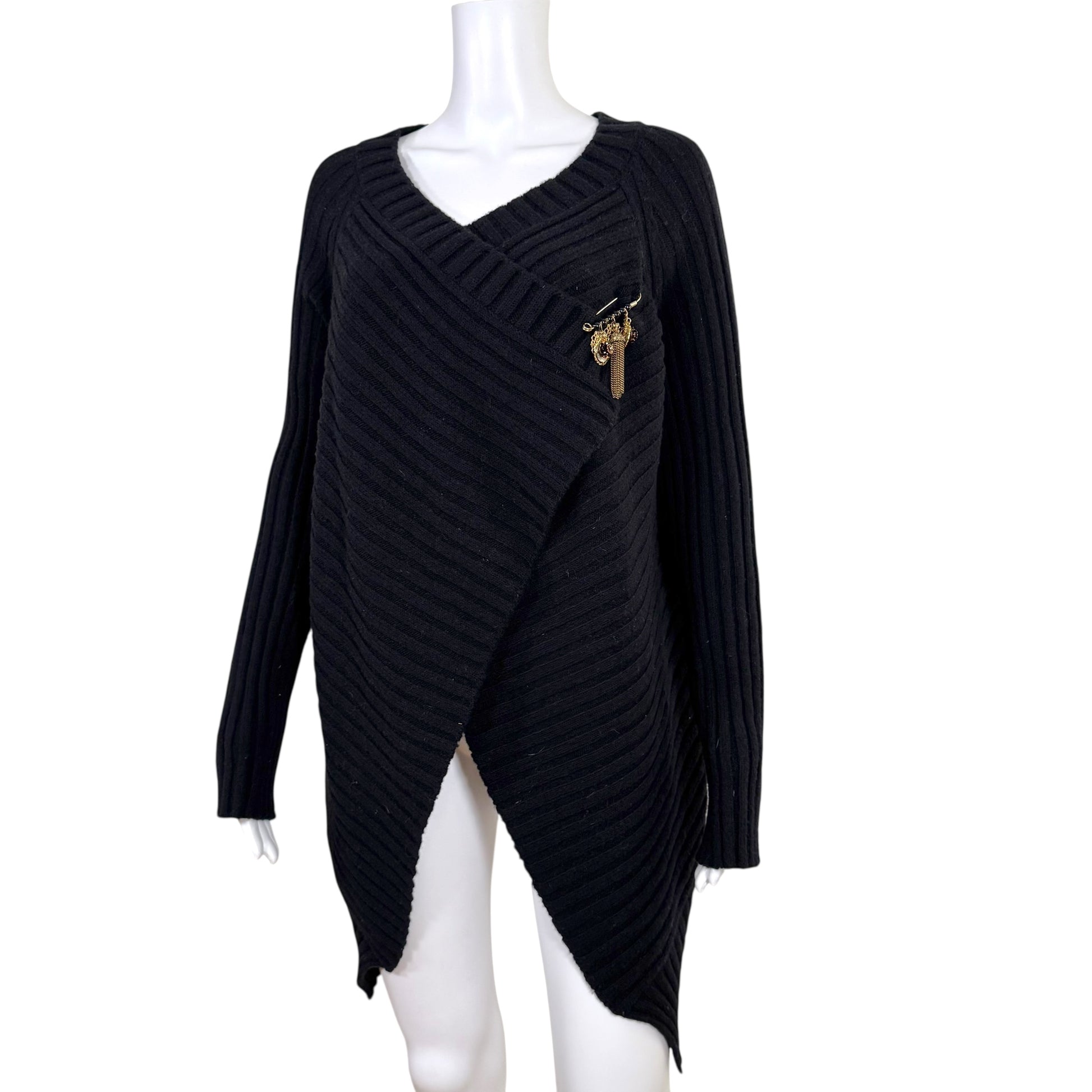 Dolce & Gabbana Black Knit Safety Pin Cape Cardigan NEW - Outfit Repeater