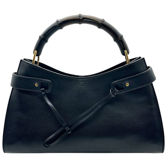 Gucci by Tom Ford Black Leather Bamboo Handle Shoulder Bag - Outfit Repeater