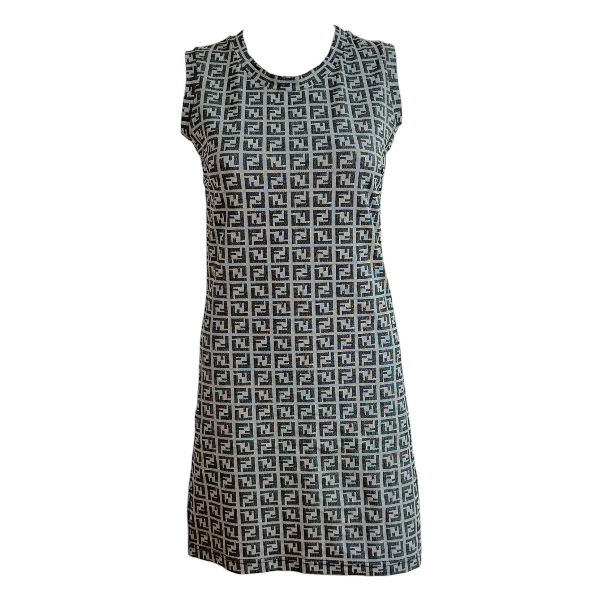 Fendi Mini Dress Gray Black Zucca Monogram Fitted